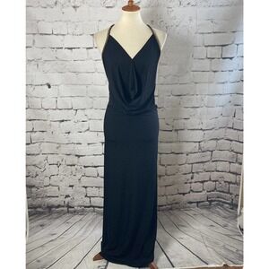 le louvre boutique black maxi dress cross back size Large‎